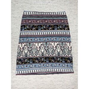J. Jill‎ Jersey Knit Midi Skirt Women's Size L Petite Pull On Floral Cottagecore